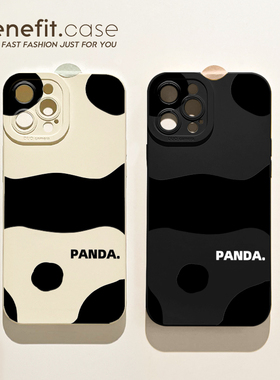 benefit侠影大熊猫黑白情侣适用于15苹果13手机保护壳iphone14promax新款12套11创意xsmax简约xr软8plus防摔7