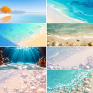 新款鱼缸背景贴画海洋生物海洋世界海滩沙滩个性壁画水族箱缸外贴