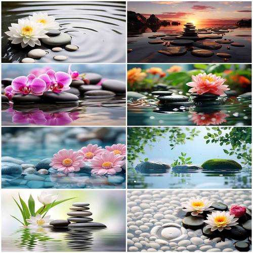 鱼缸背景贴纸小溪造景装饰