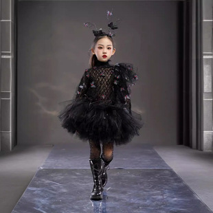 女童蕾丝蝴蝶网纱套装超彭短裙潮服T台走秀个性设计生日童装演出