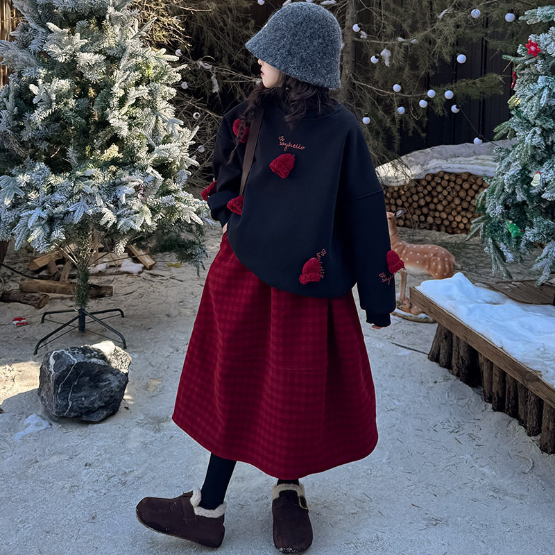 女童卫衣半身裙秋冬韩版洋气女童复古圣诞上衣中大童休闲冬装套装,童装/婴儿装/亲子装,套装,淘宝优惠券,粉丝福利购,淘宝优惠卷