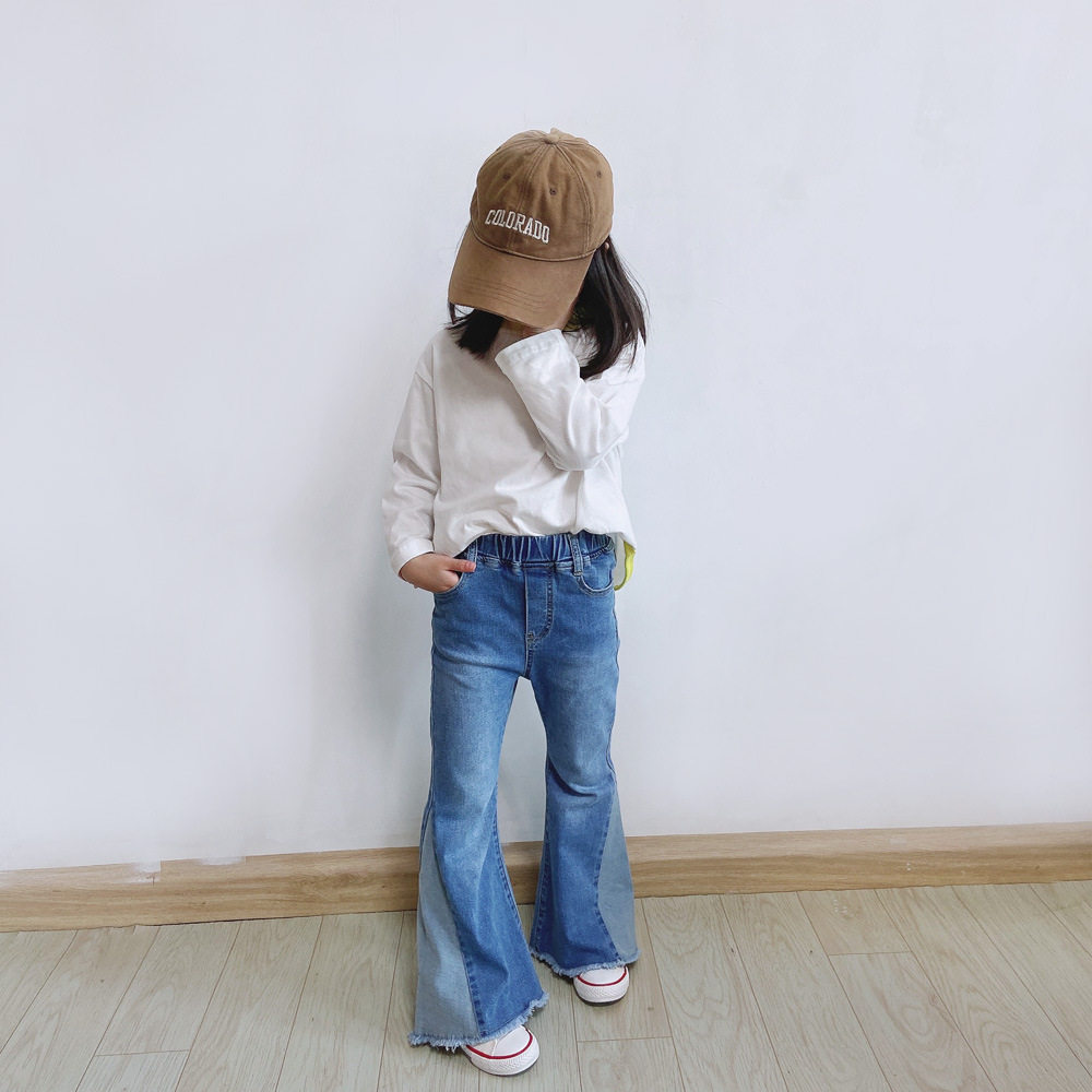 2024秋冬新款女童弹力紧身大喇叭裤牛仔裤亲子儿童拼色牛仔长裤子,童装/婴儿装/亲子装,儿童牛仔裤,淘宝优惠券,粉丝福利购,淘宝优惠卷