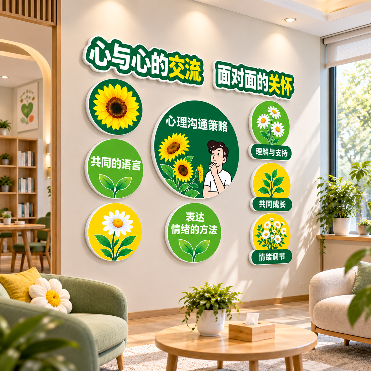 【心灵驿站文化墙贴】心理室装饰