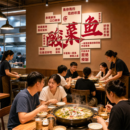 【酸菜鱼餐饮店打卡墙贴】装饰品