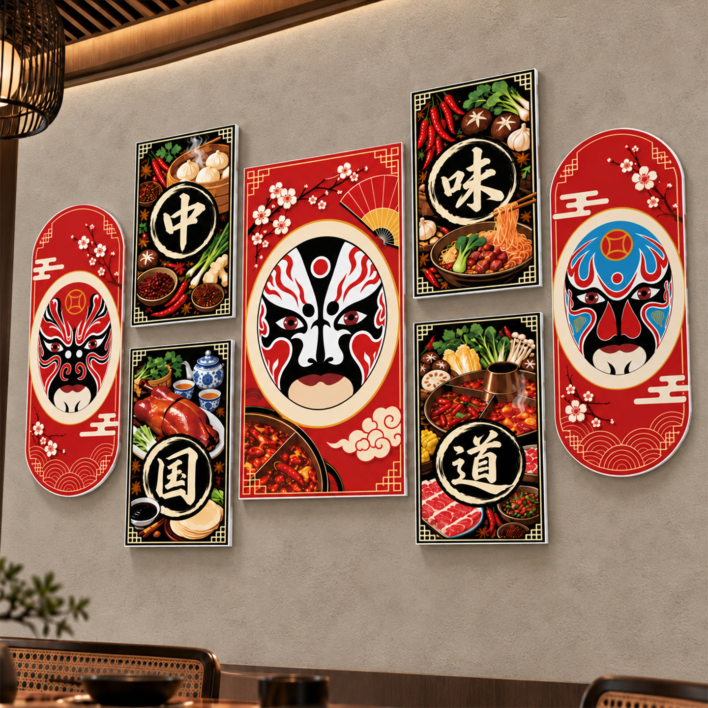 【戏曲脸谱墙贴】餐饮饭店装饰画