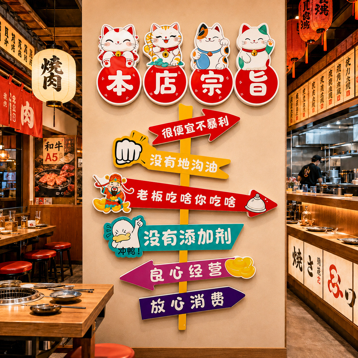 【餐饮店墙面装饰广告标语贴画】