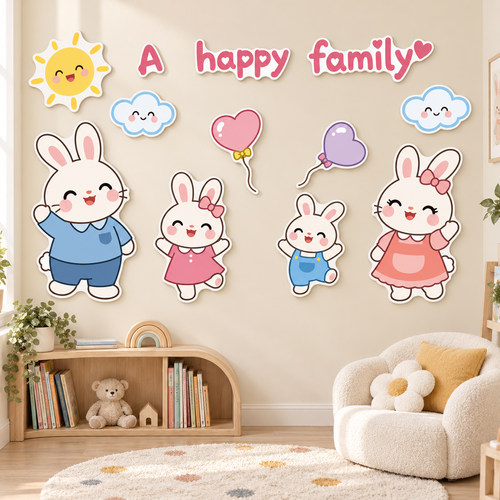 【卡通兔子墙贴画】儿童房间装饰
