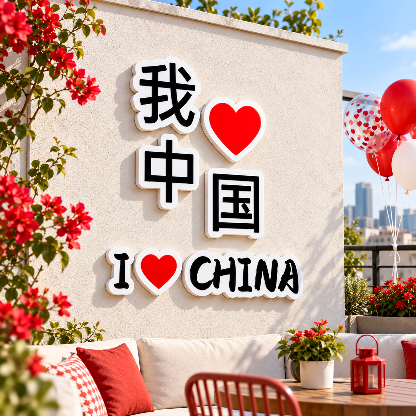 【国庆红色主题墙贴画】我爱中国