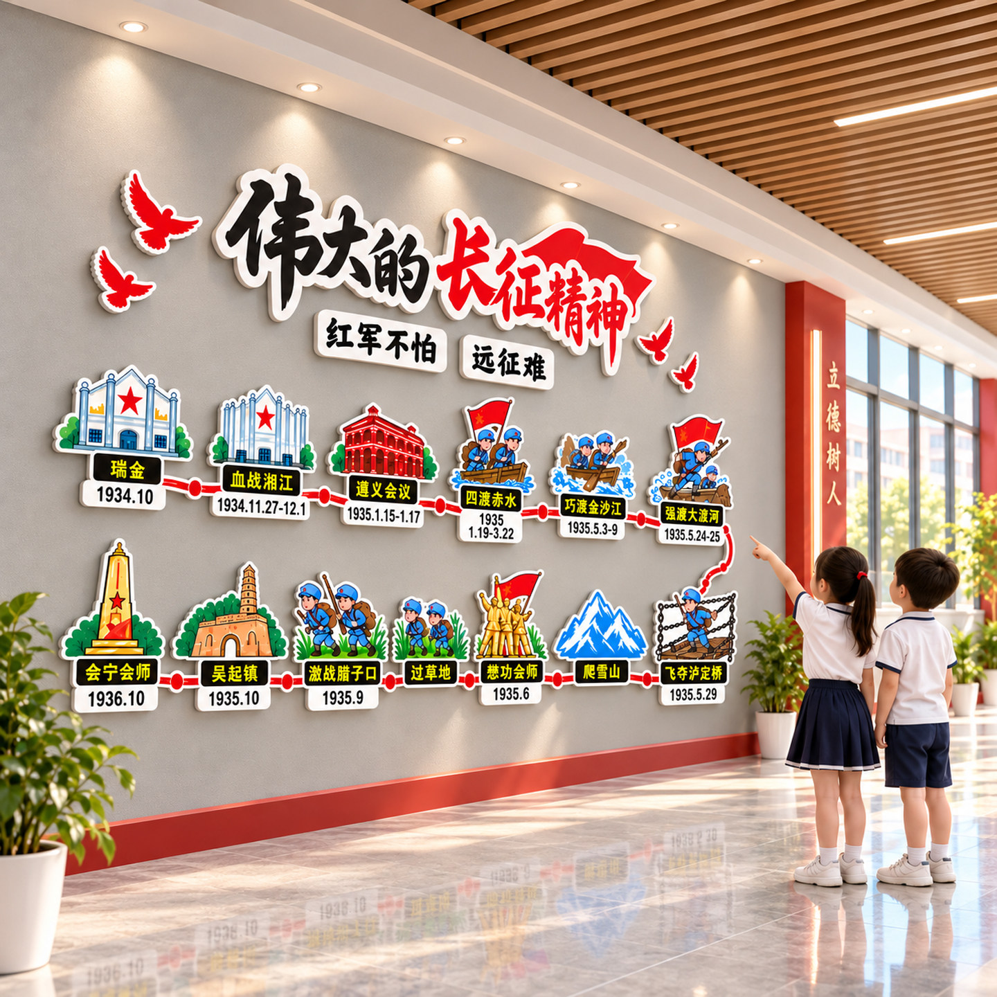 【重走长征路】红色主题走廊装饰
