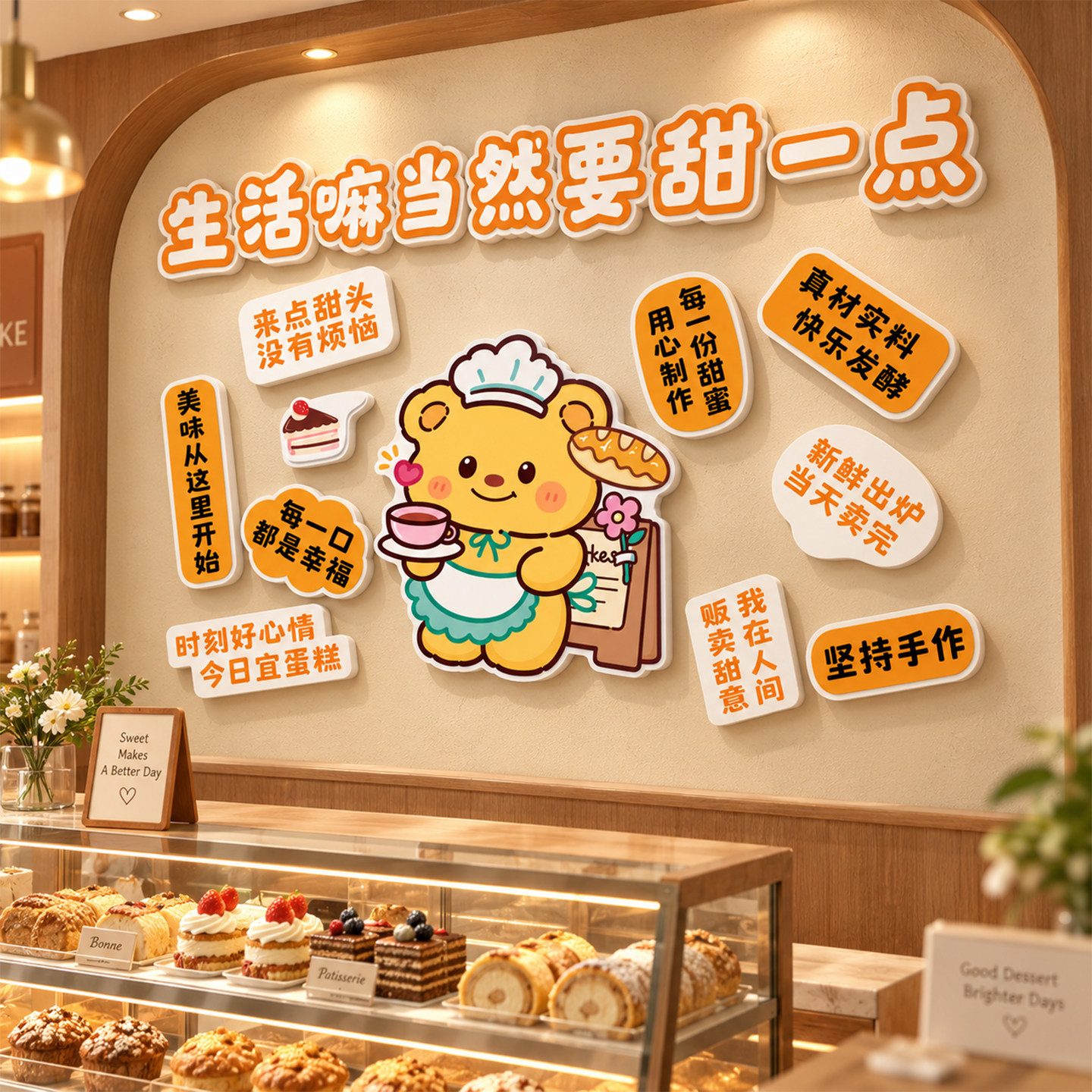 【网红打卡蛋糕店墙面装饰】