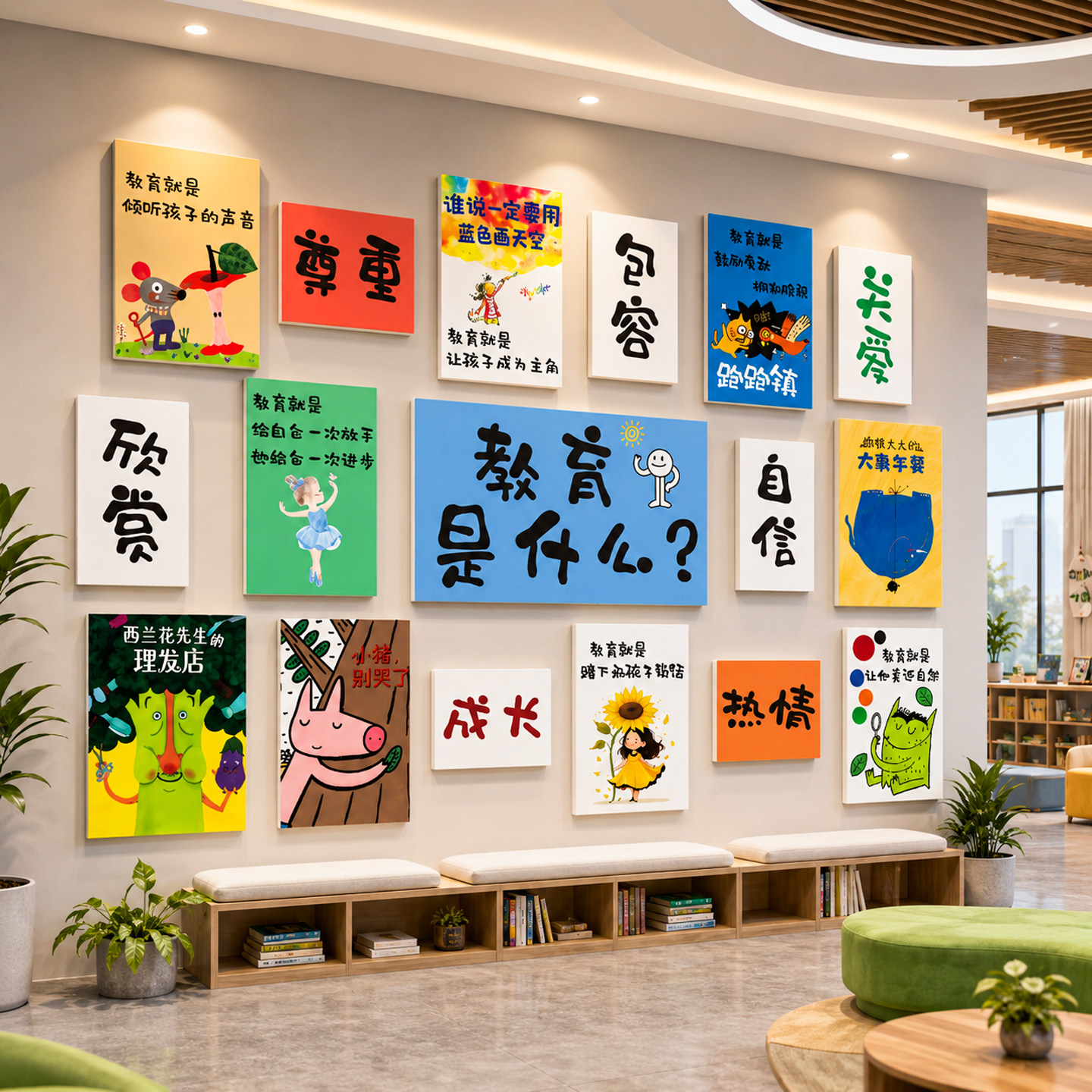 教育是什么幼儿园墙面装饰画托管班中心文化环创主题培训机构布置