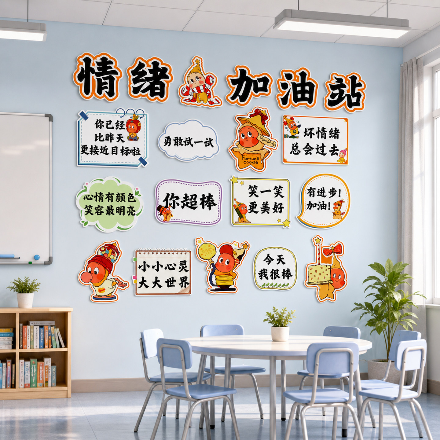 【情绪加油站卡通励志标语】墙贴