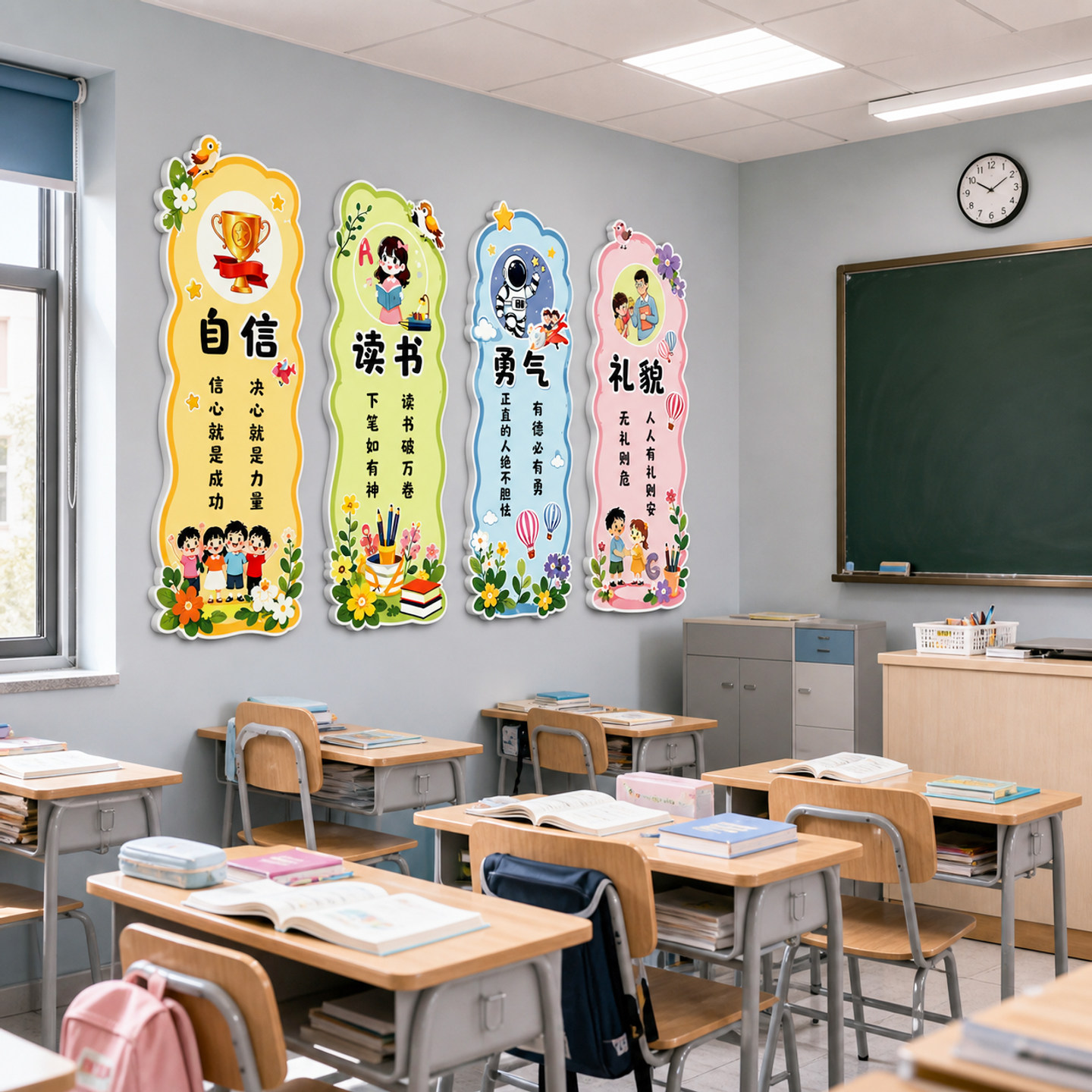 【励志学习标语班级文化墙贴】