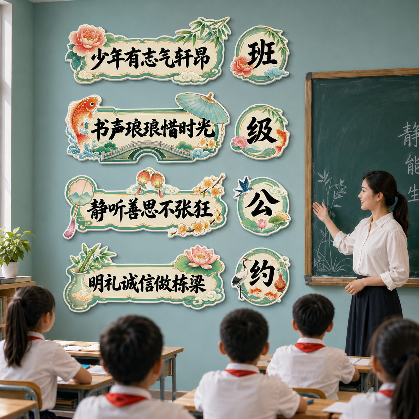 【班级公约文化墙贴】教室主题墙