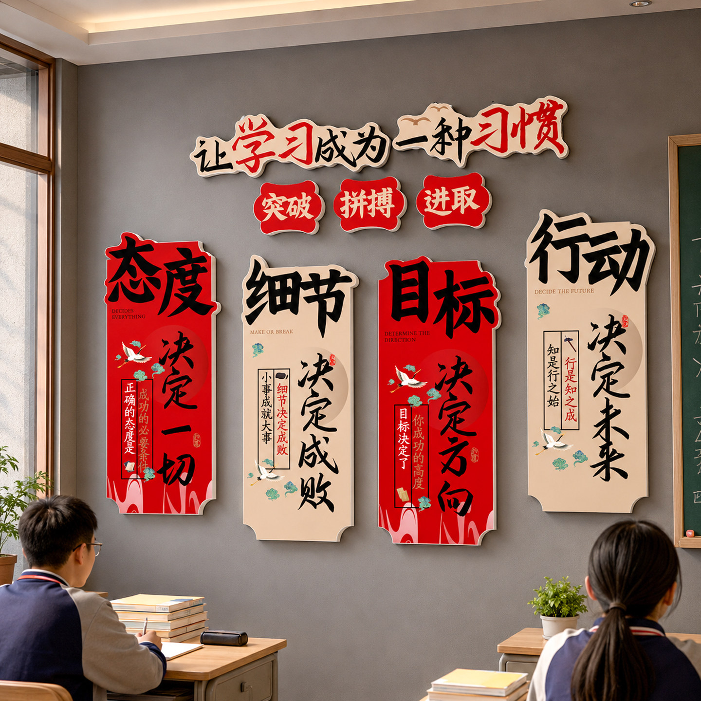 教室励志贴画班级布置文化墙贴