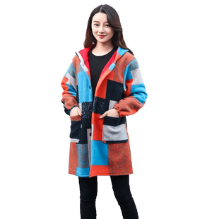 秋冬加绒罩衣大人厨房家用围裙加厚工作服女有袖大褂时尚纽扣外套