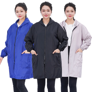 加长大褂纯色防水防油罩衣男女同款工装四季薄外套厨房围裙工作服