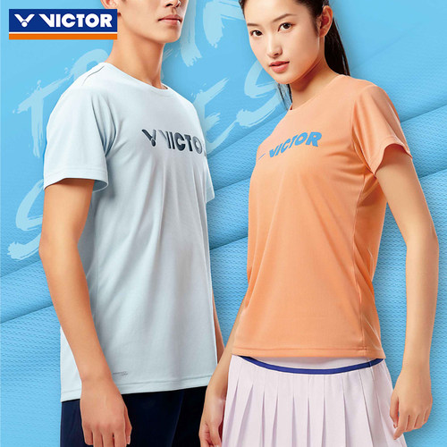 VICTOR胜利羽毛球服2024新款威克多针织透气时尚运动短袖T-40050
