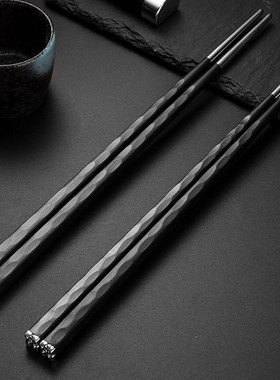 金属合金筷子家用抗菌防滑尖头耐高温套装不锈钢精品高端轻奢专用