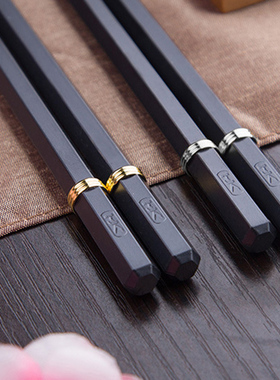 合金筷子家用高档耐高温酒店商用黑色高端防霉尖头防滑一人一筷子