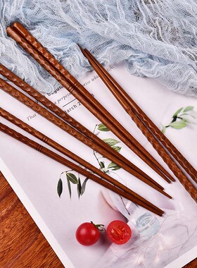 实木筷子耐高温尖头防滑家用高档天然原木质红木无蜡日式寿司筷