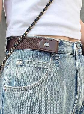 腰带女设计感小众皮带女款无孔牛仔裤隐形无痕弹力免打孔收腰裤带