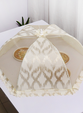 欧式饭菜罩防尘防苍蝇网纱罩高档时尚可折叠遮菜罩夏季透气食物罩