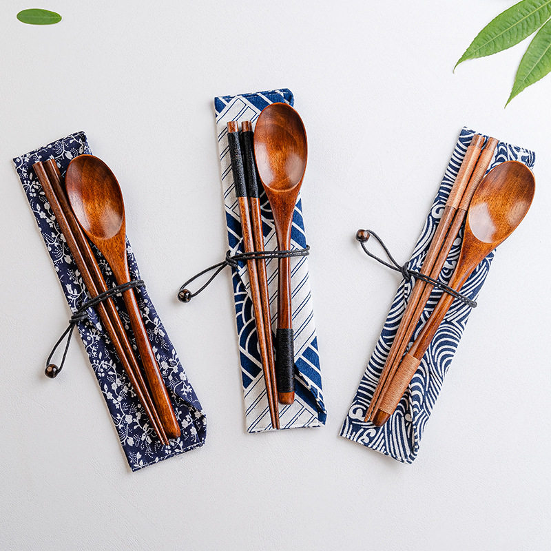 筷子勺子套装木质成人上班族学生便当吃饭三件套便携餐具个人专用,餐饮具,叉/勺/筷套装,淘宝优惠券,粉丝福利购,淘宝优惠卷