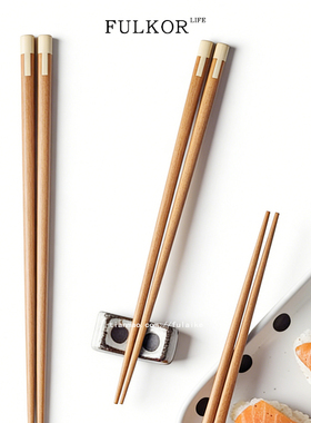 天然竹木筷子家庭装新款天然原木质无漆无蜡家用日式尖头防滑餐具