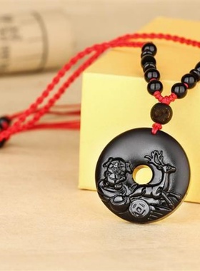 祥安灵阁福满乾坤吊坠黑曜石属羊2026年吉祥物男女生肖羊佩戴挂件