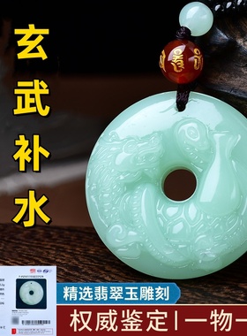 五行缺水补水 北方水神玄武 翡翠玉属水吊坠项链水泽节卦蛇龟