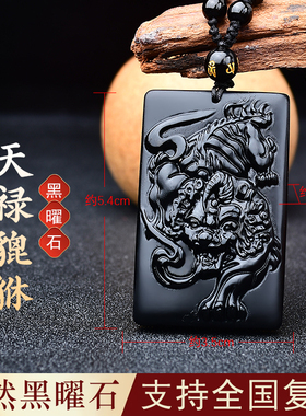 天然真黑曜石天禄貔貅吊坠男项链招财守财护身符随身挂件毛衣链女