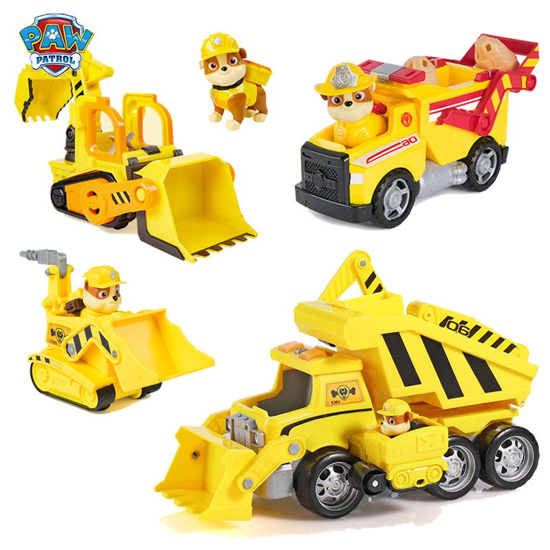 正版汪汪队立大功玩具小砾力与工程家族回力车推土挖掘压路机声光