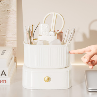 轻奢高级感旋转笔筒办公室桌面文具收纳盒男孩女孩儿童书桌上置物