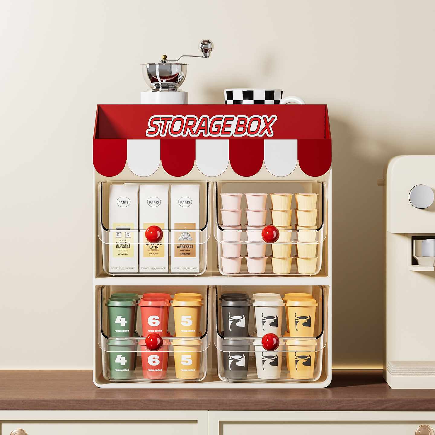 桌面茶包置物架收纳盒抽屉式