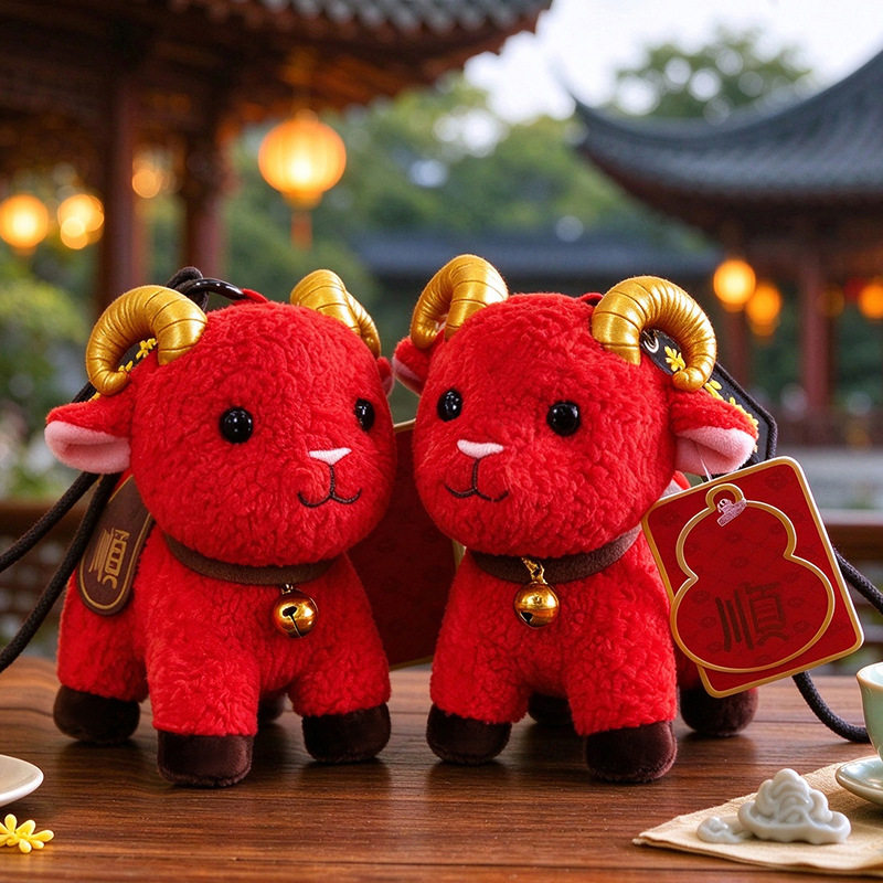 2027小羊吉祥物红色挂件
