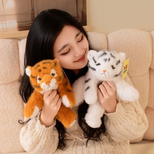玩偶部落趴趴老虎公仔雪豹玩偶白虎毛绒玩具儿童礼物床上娃娃