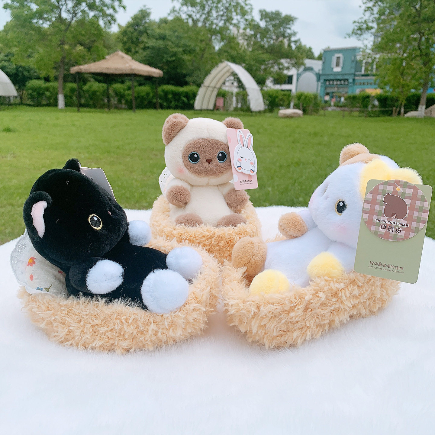 三花猫摇篮子毛绒玩具