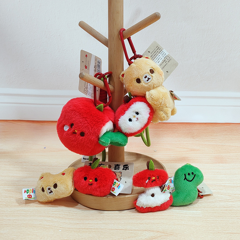 苹安喜乐小熊苹果情侣钥匙扣玩具