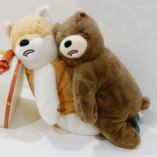 赛特嘟嘟歪头系列趴趴棕熊柴犬哈士奇陪睡抱枕可爱仿真