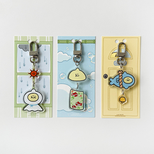 secondmorning韩国代购 钥匙扣可爱柠檬透明亚克力钥匙链包挂件