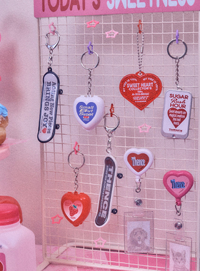 Thence韩国代购 美式少女心钥匙扣追星爱心挂件包包配饰小众挂链