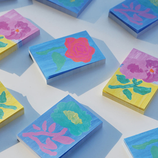 fruitfries韩国代购 油画风无粘性便签本留言便条备忘记事纸装饰