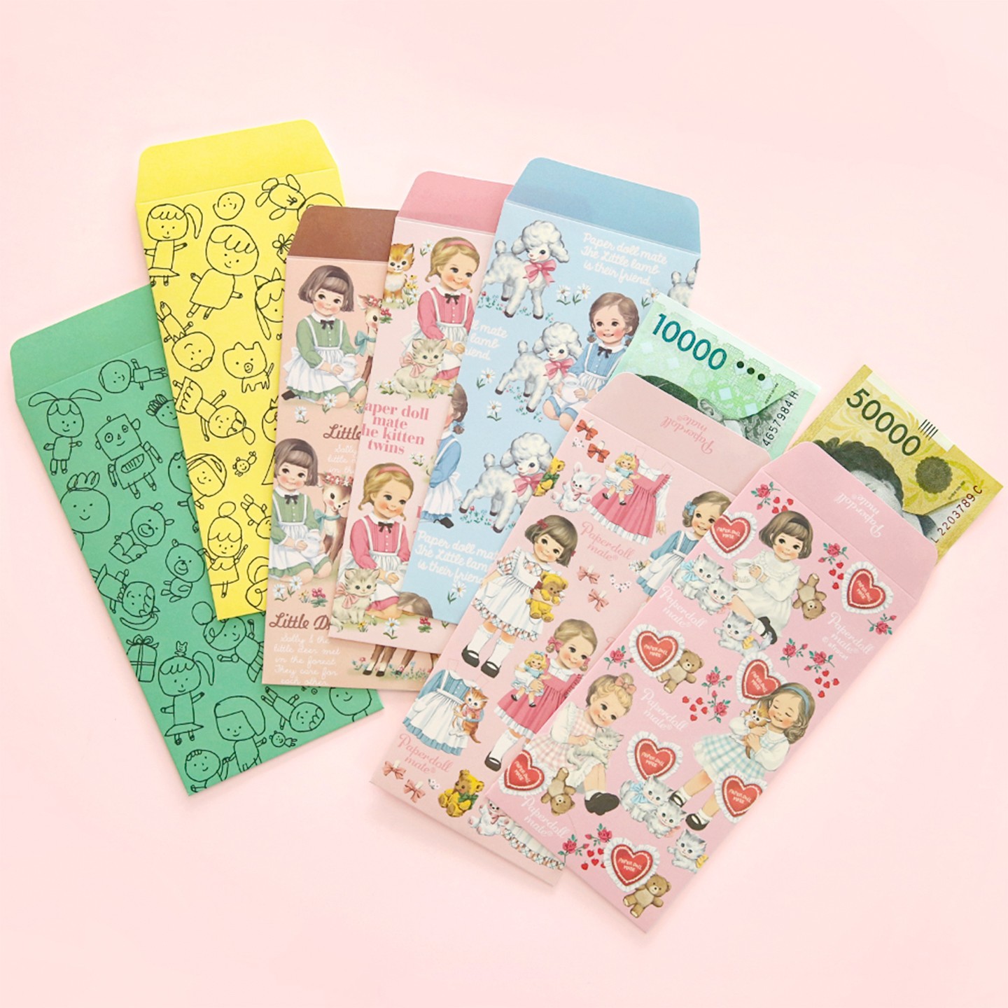 afrocat韩国代购 洋娃娃信封创意涂鸦红包袋礼金袋商品礼券票袋