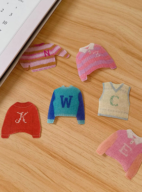 Boki韩国代购 字母针织毛衣贴纸行李箱平板手机手账素材装饰贴ins