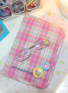 韩国thence 彩色格纹活页A5笔记本手账贴纸素材收纳包封面保护套