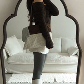 Vibe韩国代购 Trust 波点15寸电脑包灯芯绒单肩包通勤大容量包