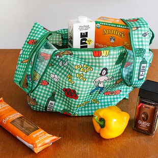 oohlala韩国代购 怪阿姨折叠防水单肩购物包轻便休闲手提包环保包