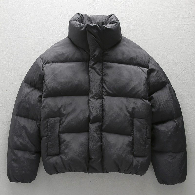 黑色羽绒服男款高端徽章冬季加厚短款宽松帅气立领防寒面包服外套