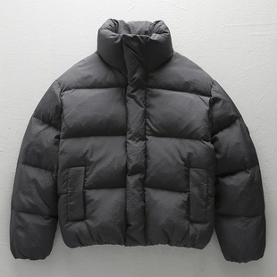 黑色羽绒服男款高端徽章冬季加厚短款宽松帅气立领防寒面包服外套